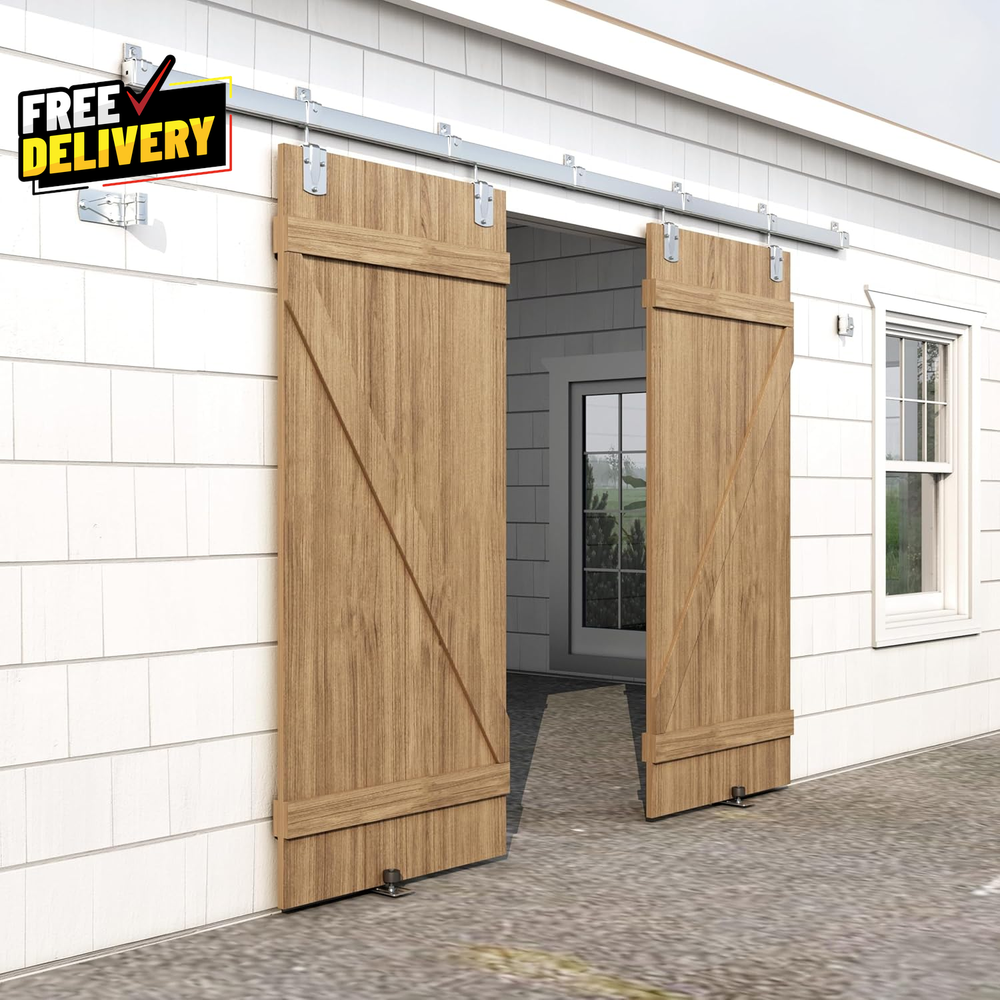 20FT Heavy Duty Galvanized Steel Exterior Sliding Barn Door Hardware Kit 450 Lbs