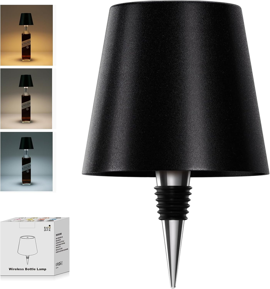 2024 Wireless Rechargeable Wine Bottle Lamp with 3 Colors for Bars