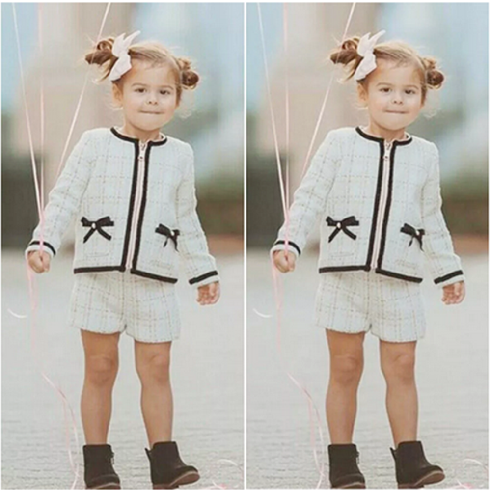 Toddler Baby Girls Dress Coat Tops Plaids Shirt +Dress Set Kids Outfits Clothes