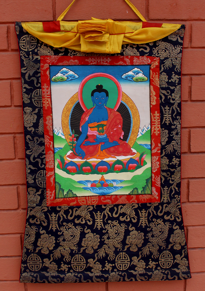 Medicine Buddha Wall Hanging Banner with Brocade STOCK CLEARANCE SALE-image