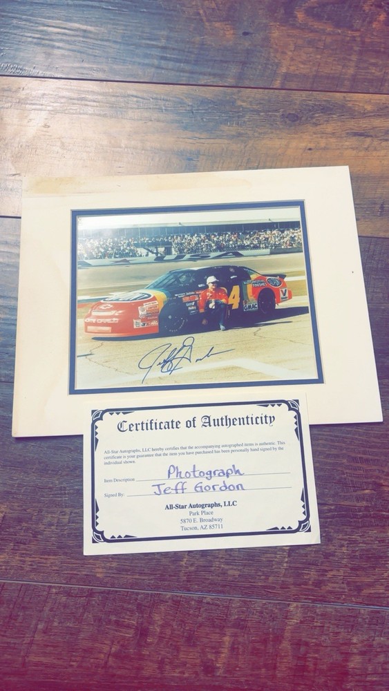 Jeff Gordon Autographed Original NASCAR Photo All-Star Autographs, LLC COA