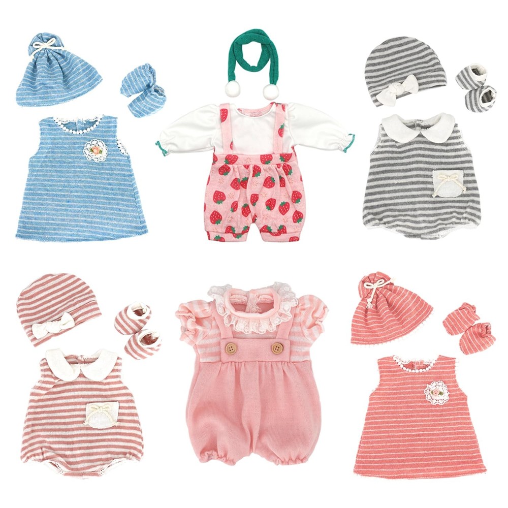6 Sets 14-18 Inch Baby Doll Clothes, 16 Inch Doll Outfit for 43cm Reborn Doll...