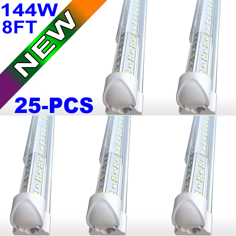 8 Foot Led Shop Light 144w 8ft Led Tube Light  Integrated V-Shape Fixture 25 pc