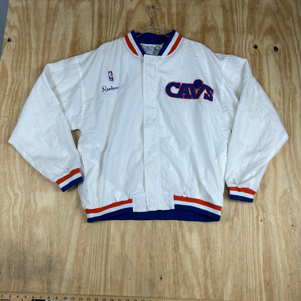 Vintage Champion Cleveland Cavaliers Reeder Warmup Pullover Jacket Size L White