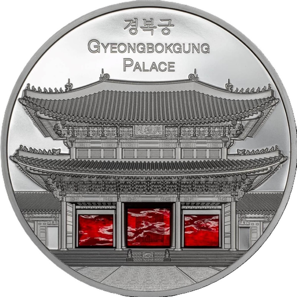 2024 Palau Tiffany Art Metropolis Seoul Gyeongbokgung Palace 5oz Silver Coin