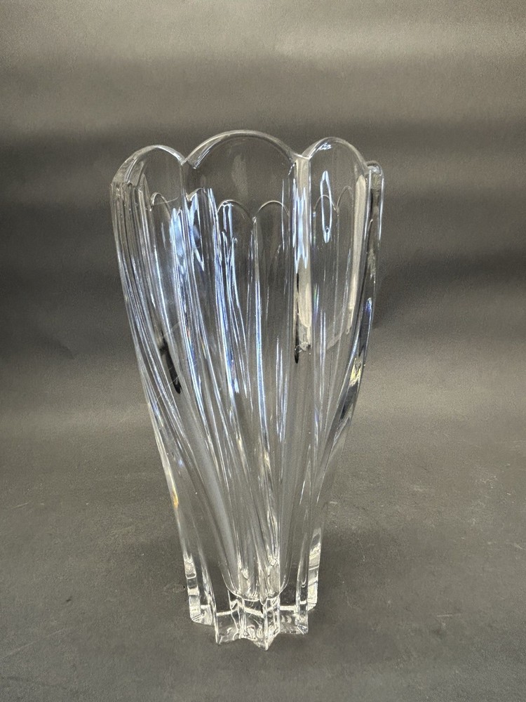 8 Inch Waterford Swirl Bud Vase with 4.25 Inch Opening 2.5 Inch Base  