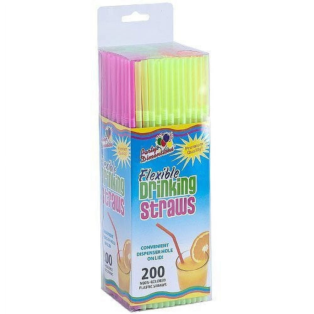 Party Dimensions Neon Flexible Straws, 200 Count