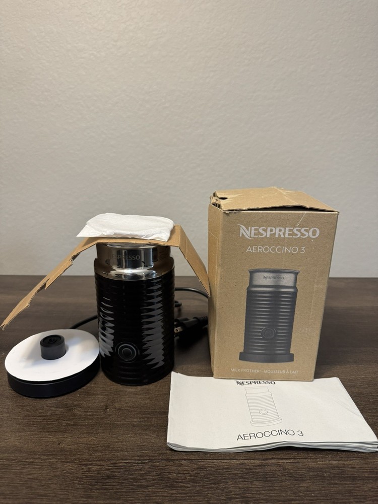 Nespresso 8 fl oz Milk Frother One-Touch Non-Stick Black Aeroccino 3