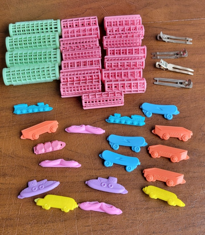 Vintage Hair Curlers And Hair Barrettes Clips Lot