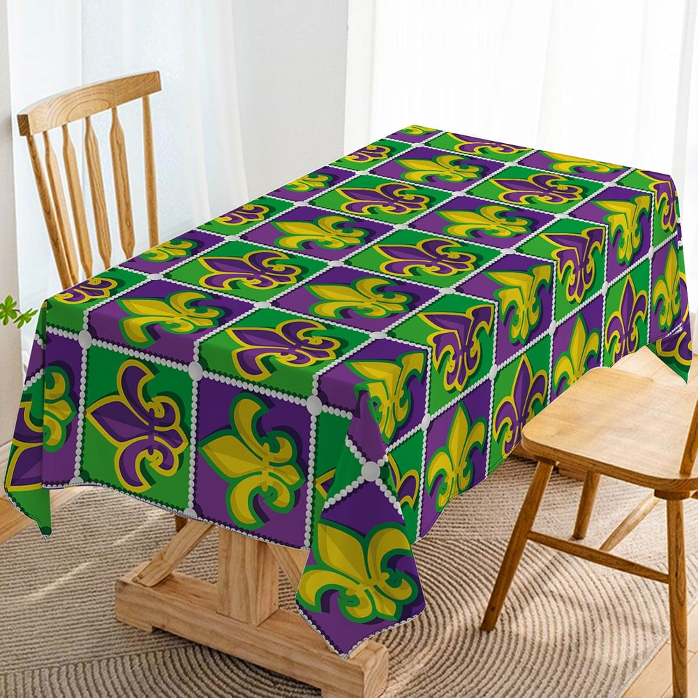Mardi Gras Table Cloth Masquerade Party Decoration Antique Old Fashioned Motifs