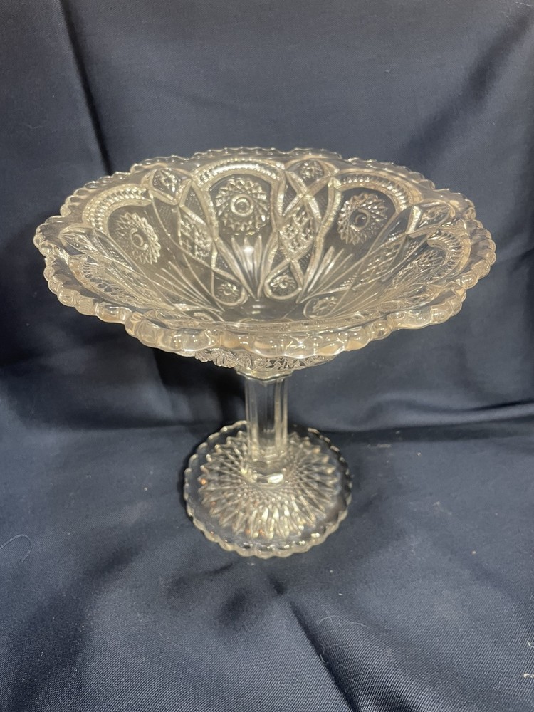 Vintage Hand-Etched Glass Candy Serving Dish Bowl
