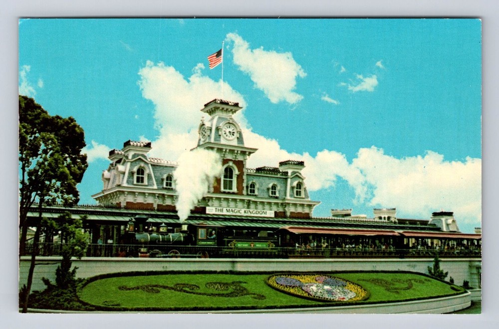 Vintage Orlando FL Disney World Narrow Gauge Steam Train Postcard