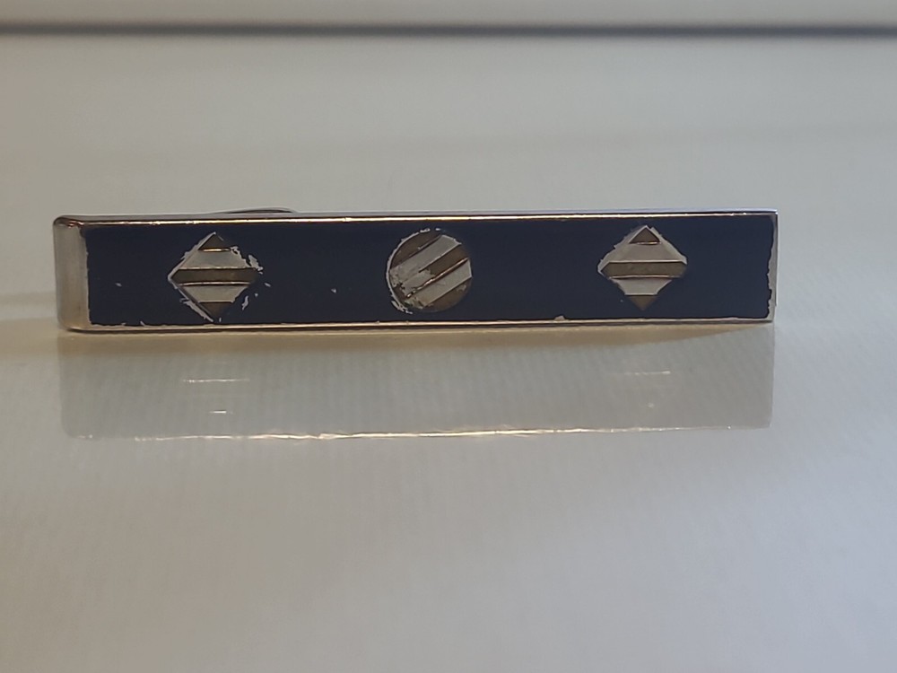 vintage tie bar clip Swank Navy blue 2