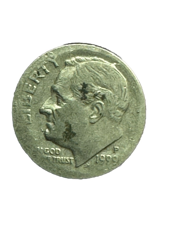 1999 d dime error coin Missing Rim