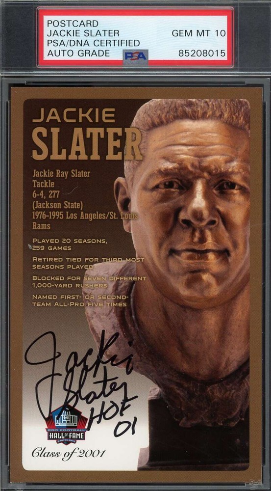 Jackie Slater HOF Bronze Bust PSA DNA Autographed Postcard Limited to 150  
