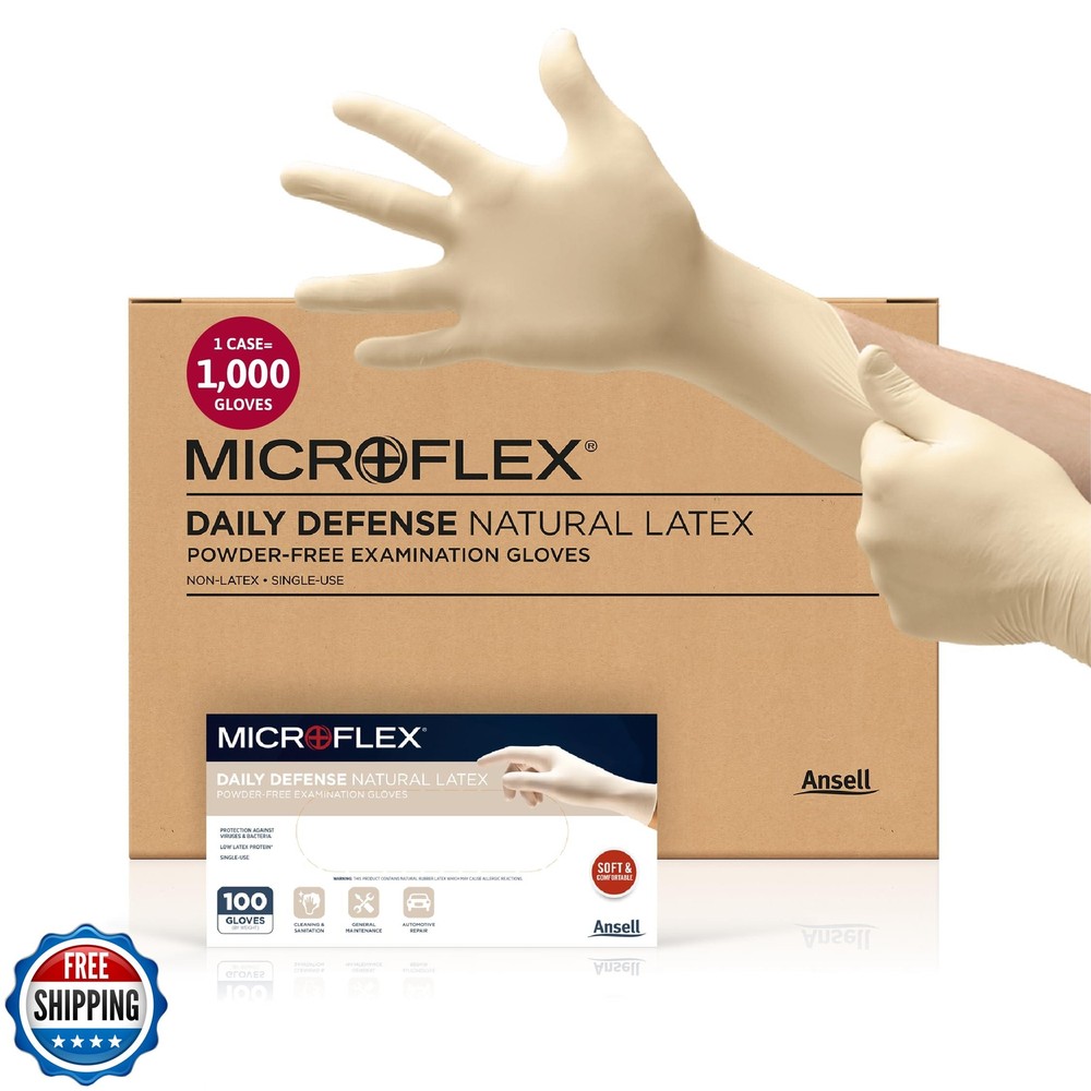 Microflex 10-754 Latex Disposable Gloves for Cleaning and Food Prep - Daily Defense Protection