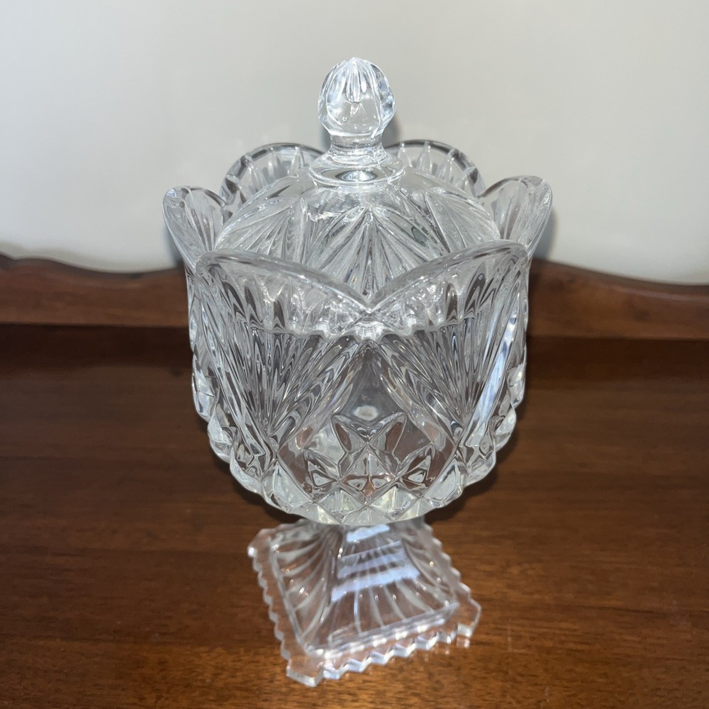 Shannon Crystal Pedestal Candy Dish with Lid 24 Lead Gorgeous Design