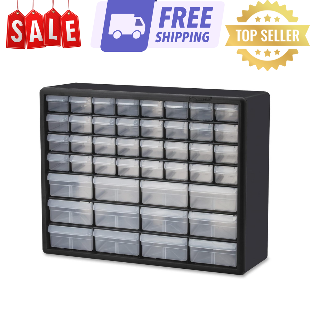 Akro-Mils 44-Drawer Black Plastic Storage Cabinet for Garage Beads Makeup Organizer