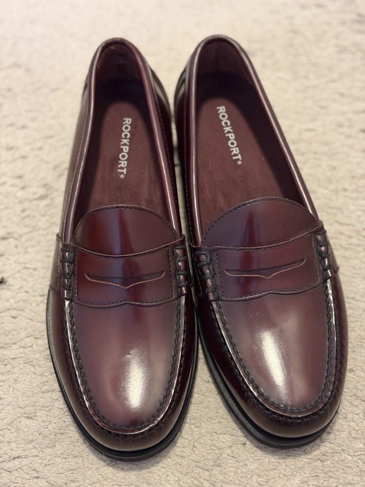 Rockport Men’s Leather Loafers Size 10.5 Brown Slip On Dress Shoes