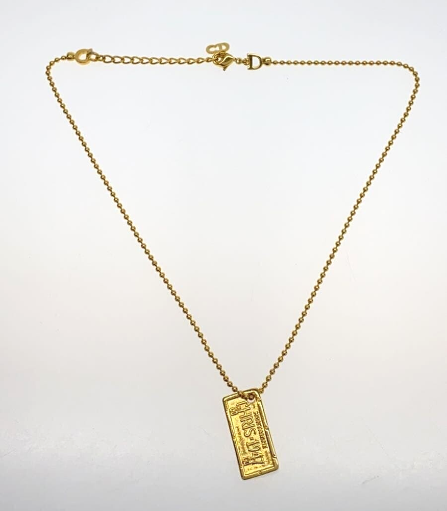 Authentic Vintage Christian Dior Gold Chain Necklace with CD Pendant from Japan Pre-Owned