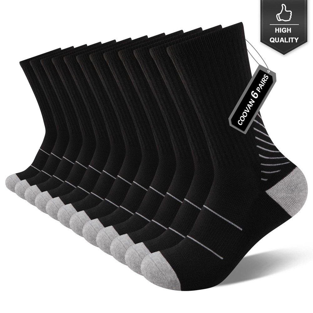 Men's 6P-Pack Premium Athletic Crew Socks Men Thick Cushion Casual Work Sock ...