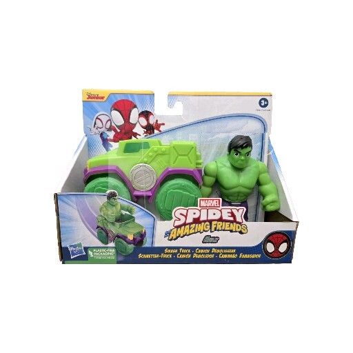 Marvel Spidey And His Amazing Friends HULK Figure & HULK SMASH TRUCK Toy Set