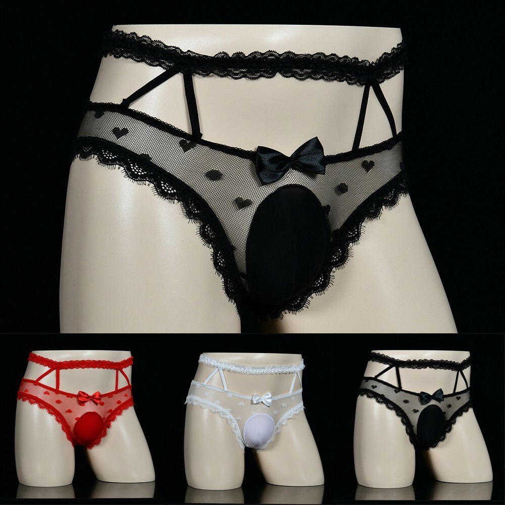 Sexy Mens Underwear Pouch Briefs Sheer Mesh Thongs See Through Knickers Panties