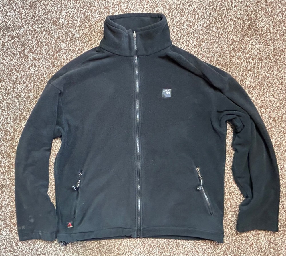 SPRAYWAY Black Mens Fleece Zip Up yop hiking jacket contrast red size Large