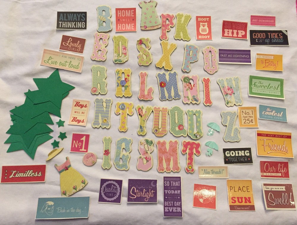 Bulk 73 Pieces Lot Scrapbooking Embellishments Paper Crafts Letters Die Cuts New