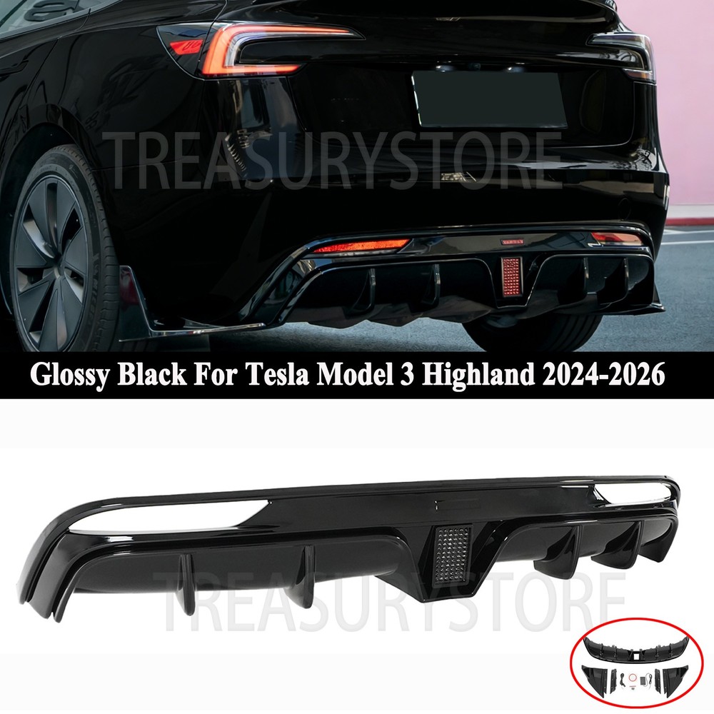 Gloss Black For Tesla Model 3 Highland 2024-26 Maisalun Rear Bumper Diffuser Kit