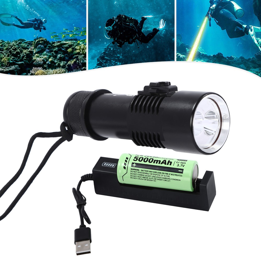 LED Dive Light, Waterproof Compact Bright Diving Torch, Submersible Flashlight