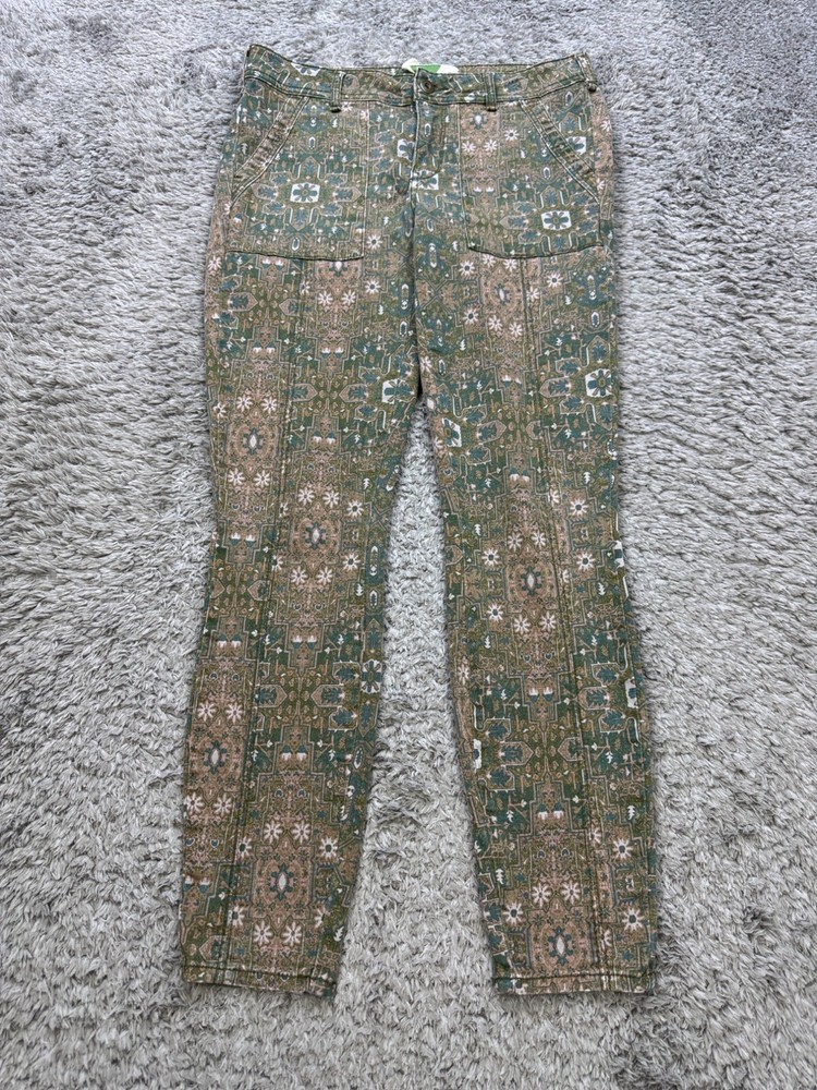 Anthropologie Pants Womens 27 Cadet Slim Utility Green Floral High Rise Jeans