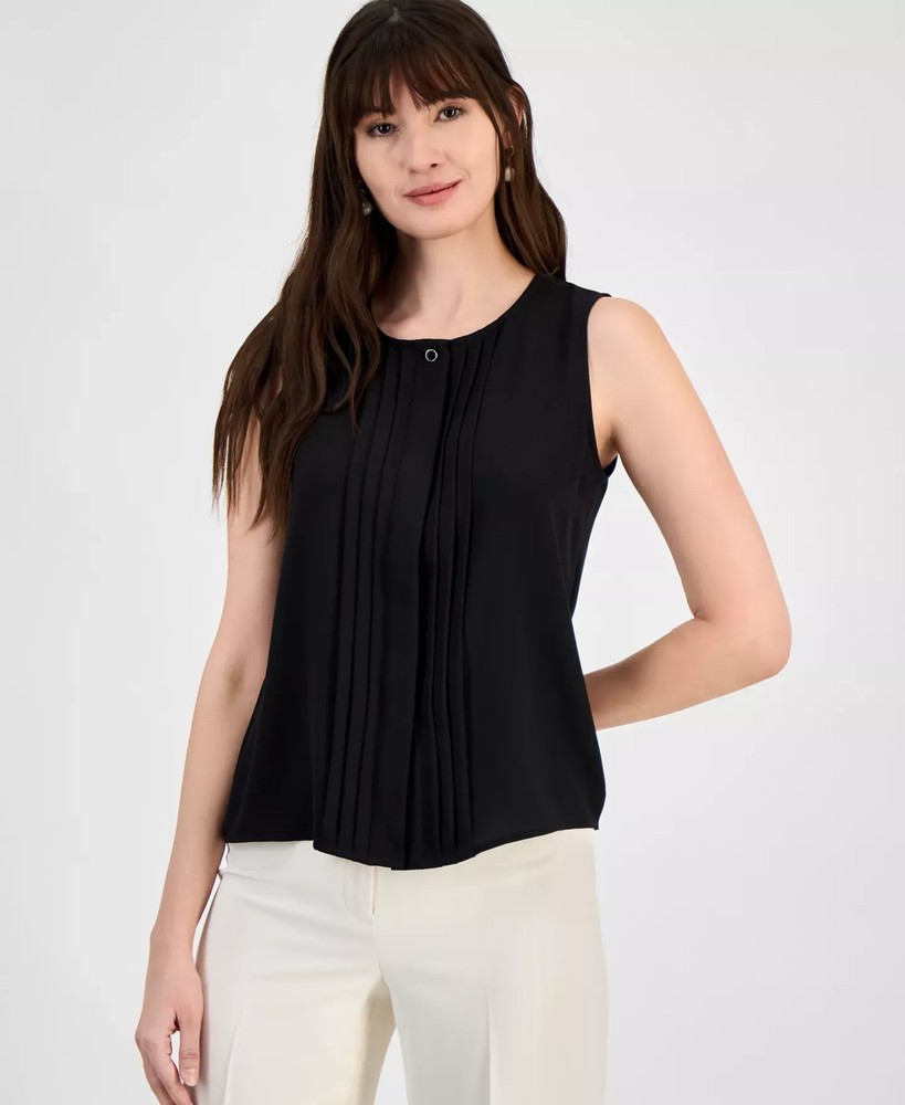 Anne Klein Women's Top Sz L Pintucked