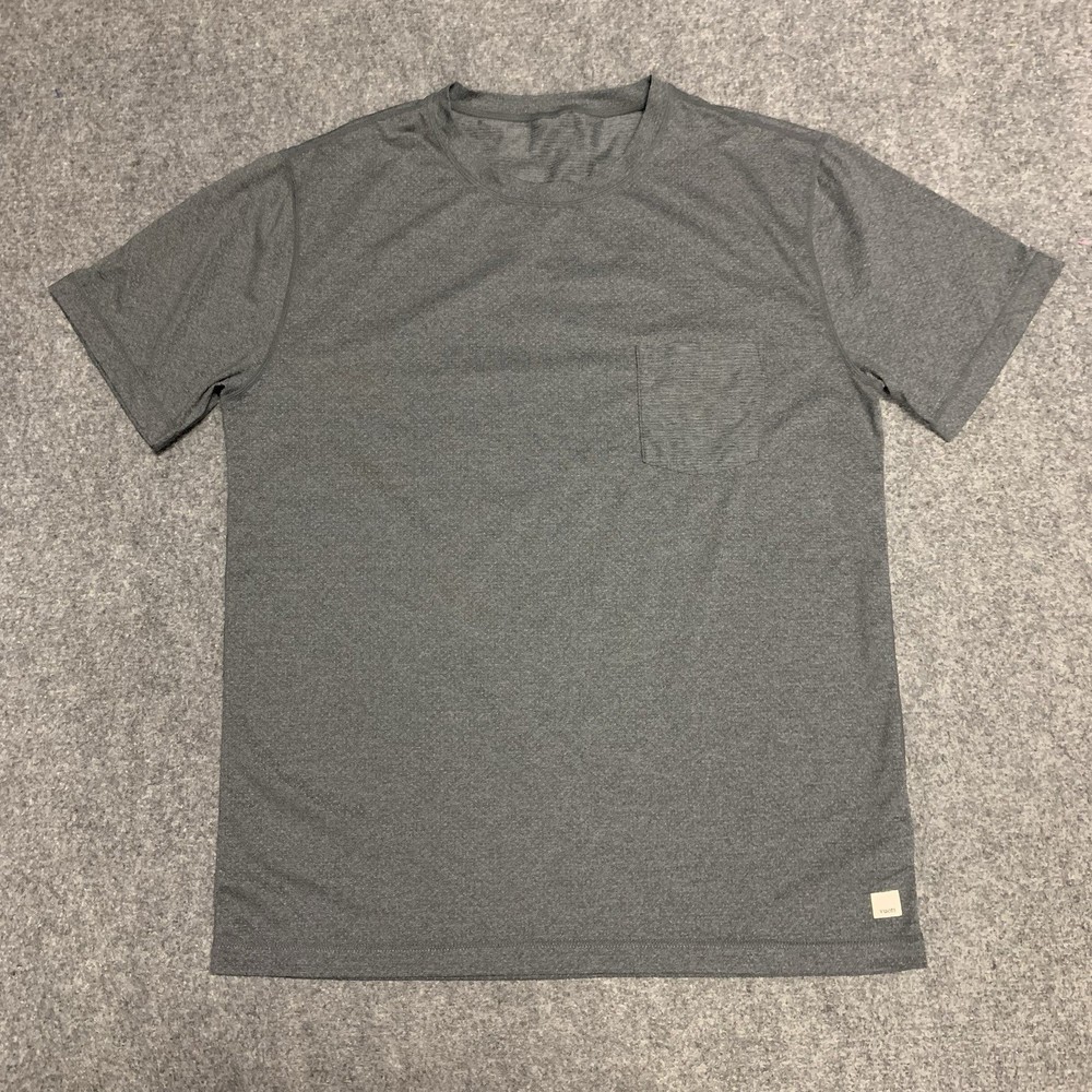 Vuori Mens Large Tradewind Gray Performance Gym Short Sleeve Shirt V109