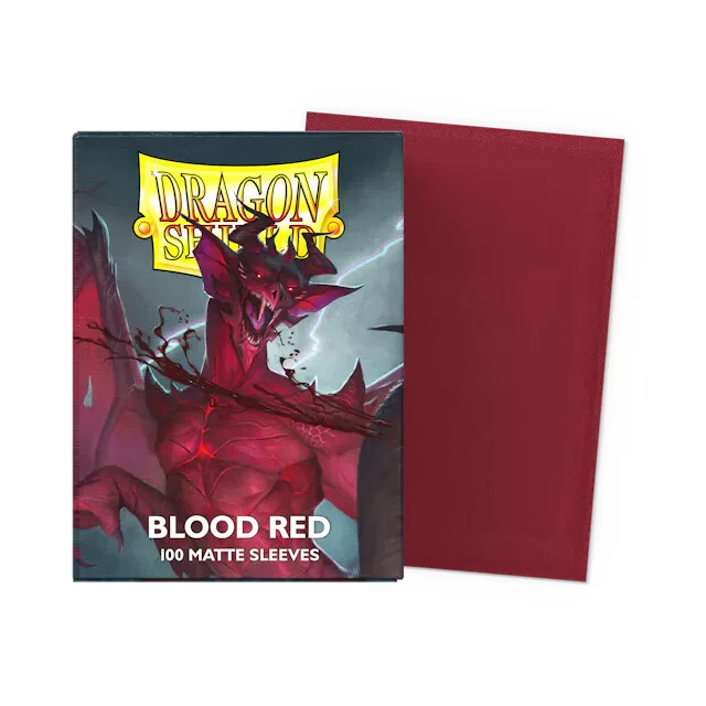 (100-Pack) Dragon Shield Standard Size Gaming Card Sleeves - BLOOD RED MATTE