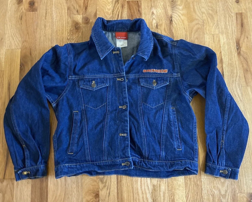 Denver Broncos Logo Woman's M Denim Jacket by Reebok Embroidered