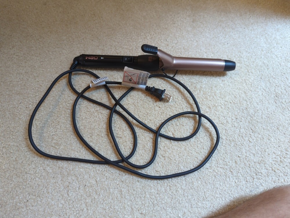 GEM Curling Iron HT21325 1.25” Barrel Rose Gold Black 110-240V Dual Voltage