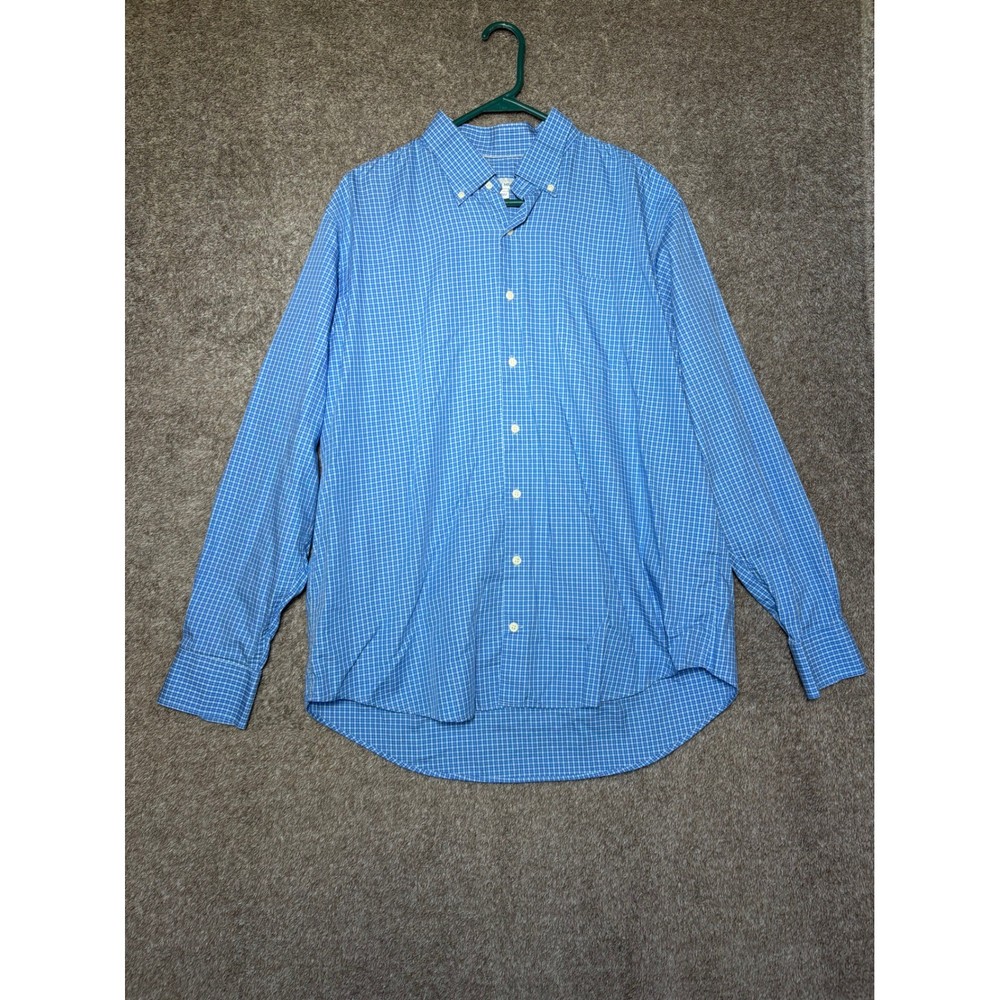 Peter Millar XL Blue Gingham Button Down Long Sleeve Cotton Dress Shirt Men
