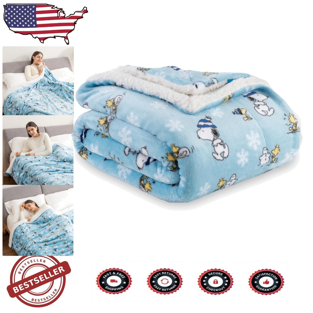 Peanuts Cozy Blanket - Thick Snoopy Design, Perfect for Napping & Travel