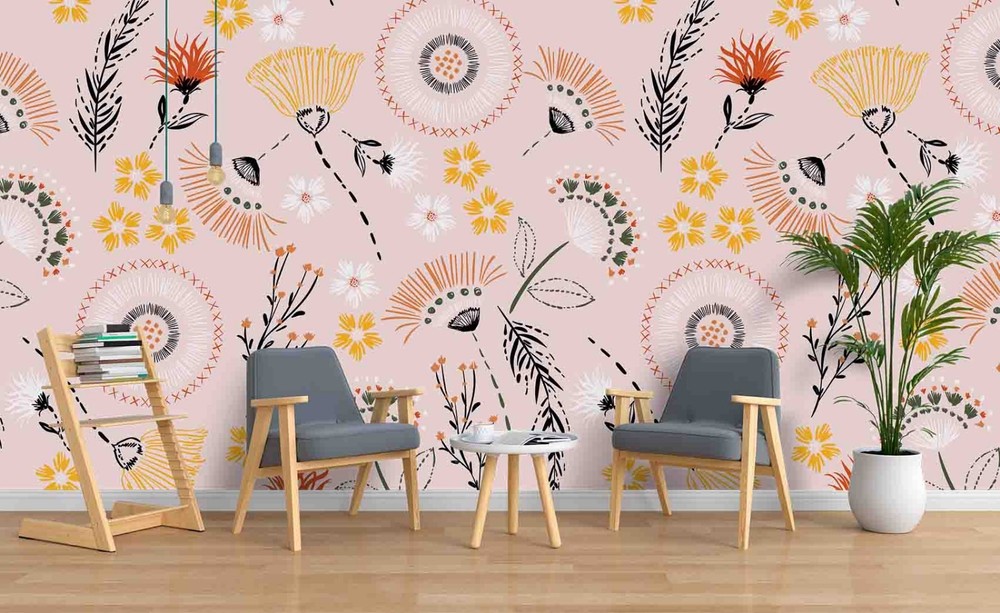3D Flowers Plantation Pattern Wall Murals Wallpaper Murals Wall Sticker