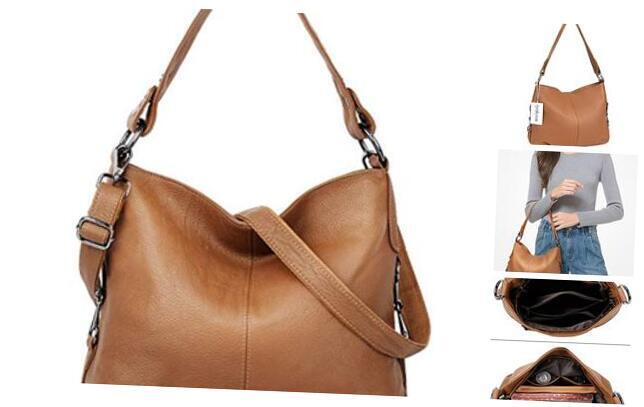 Genuine Leather Shoulder Bags Stylish Hobo Handbags Purses Crossbody Bags Tan