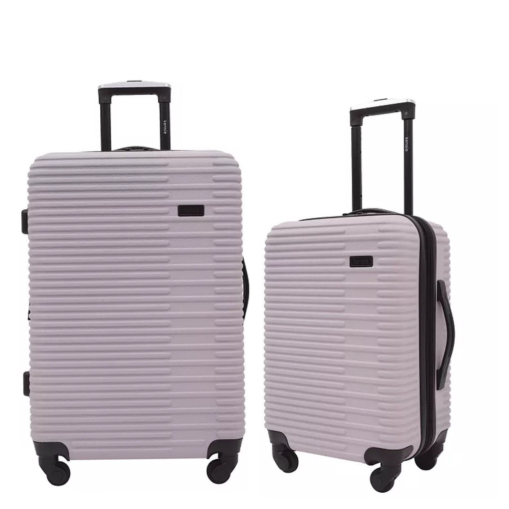 Kensie Hillsboro Expandable Rolling Hardside Luggage Set 2Pc Burnished Lilac Travel Suitcase