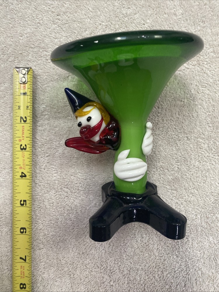 murano glass clown wrapped around martini glass