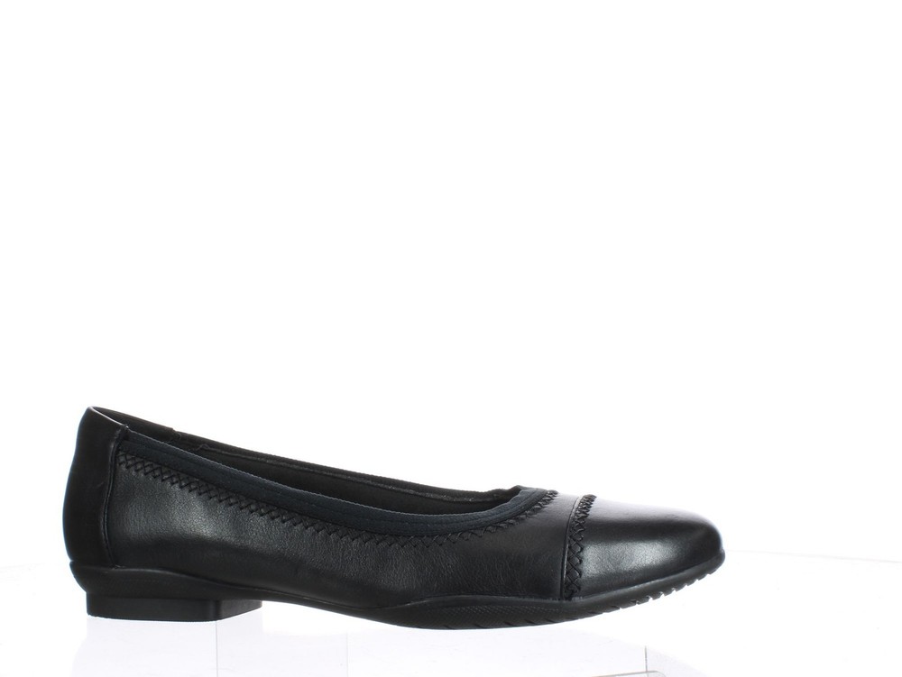 Clarks Womens Sara Bay Black Casual Flats Size 8.5 (4682913)