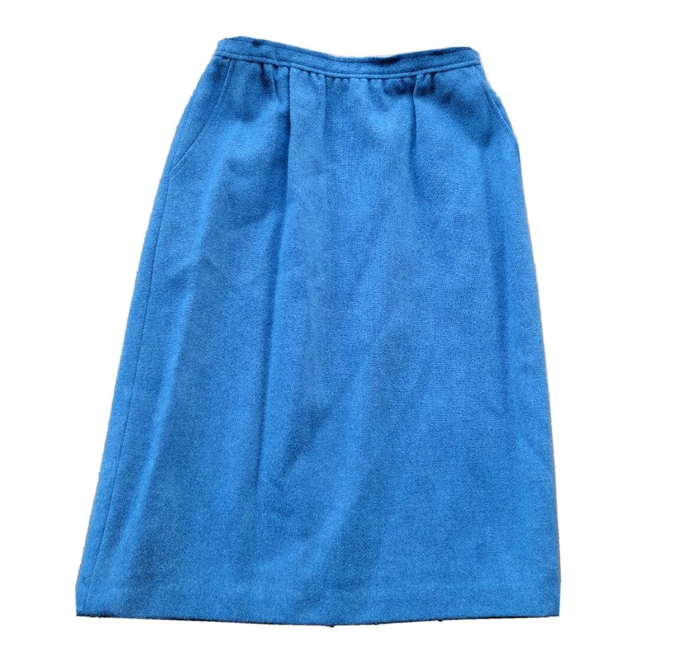 Bretton Place Vintage Blue Wool Lined Skirt for Women Size 14