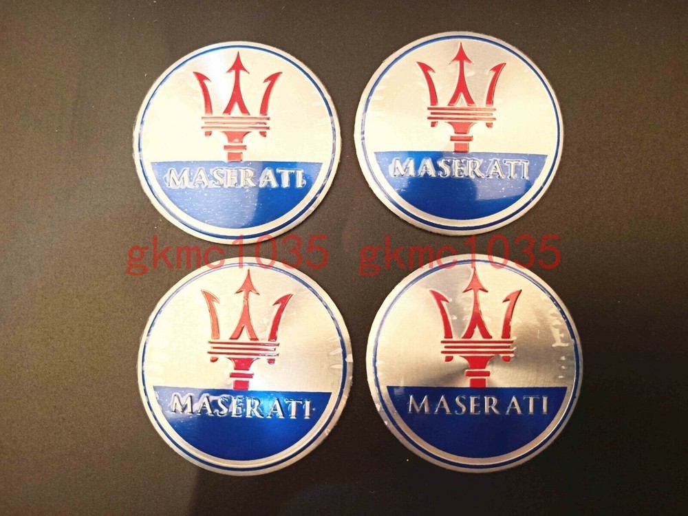 4x 56mm New Maserati Ghibli Centre Wheel Centre Cap Set Badge Chrome Silver Blue