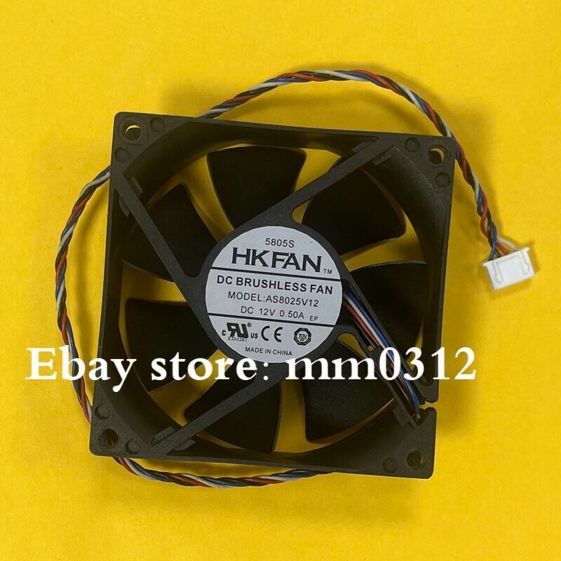 HKFAN AS8025V12 DC12V 0.50A 4-Pin Silent Cooling Fan #E8
