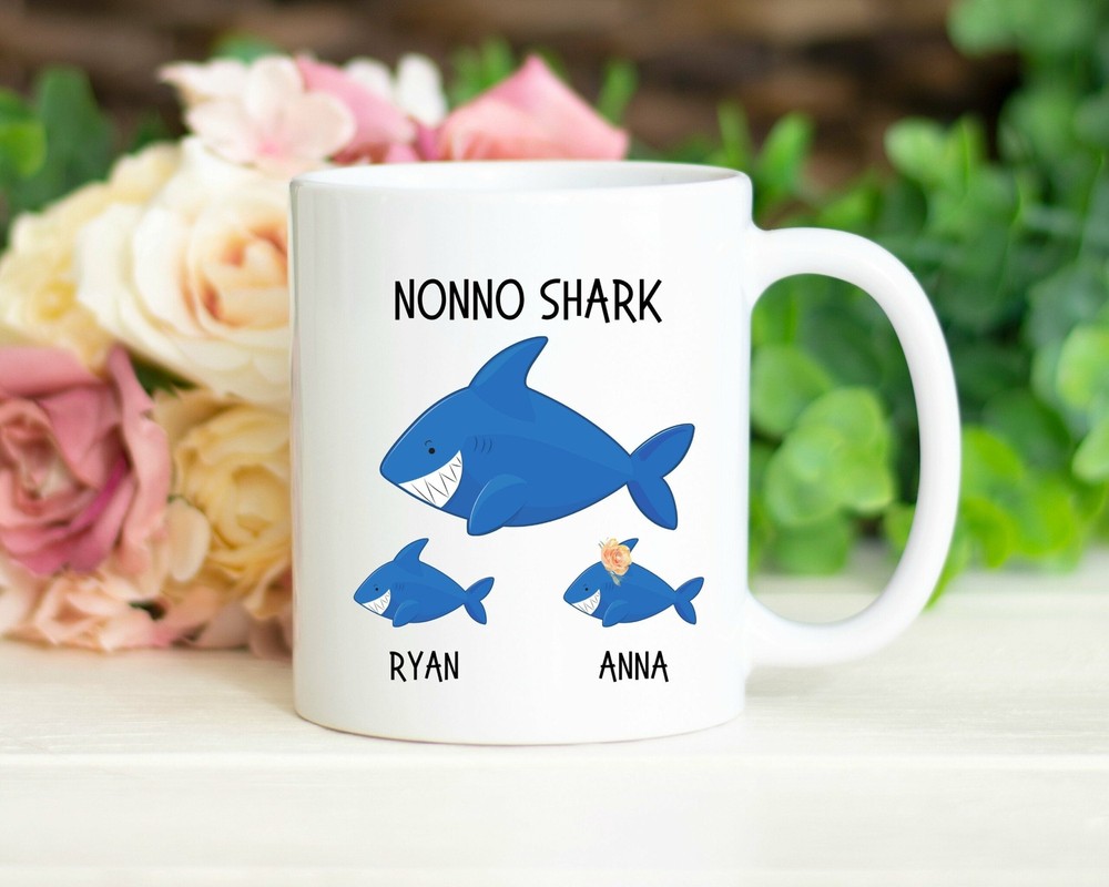 Nonno Gift Nonno Shark Mug Custom Nonno Mugs Grandpa Mug With Names Grandpa Mug