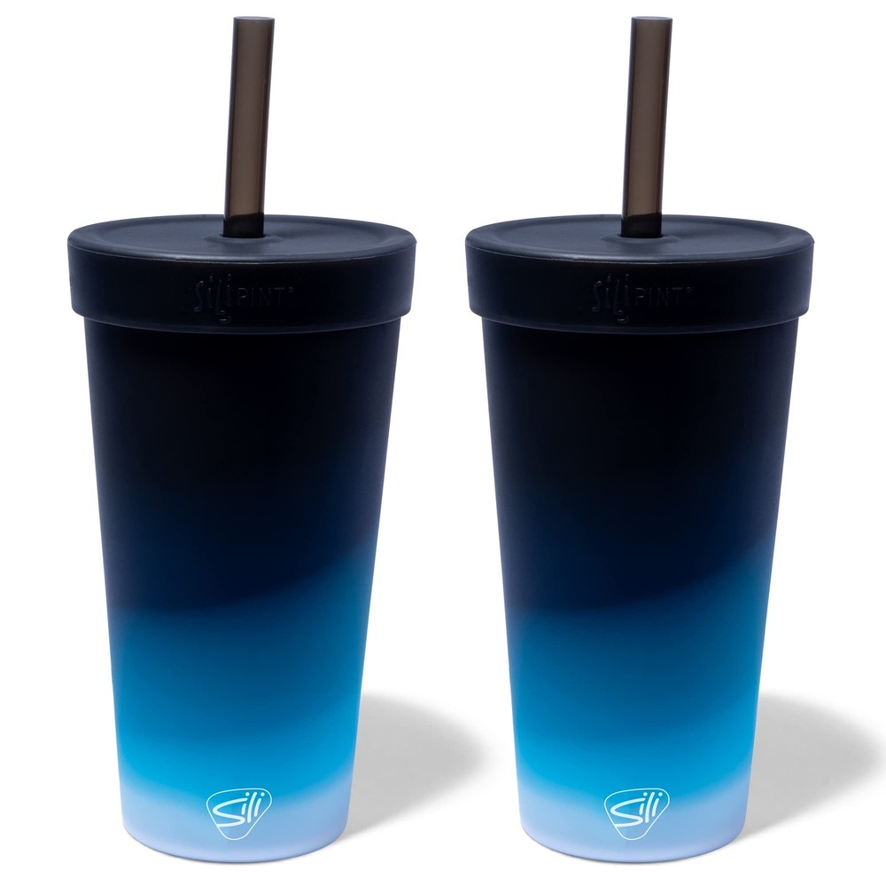 : Silicone 22oz Straw Tumblers: 2 Pack Moon Beam - Reusable Unbreakable Cup, ...
