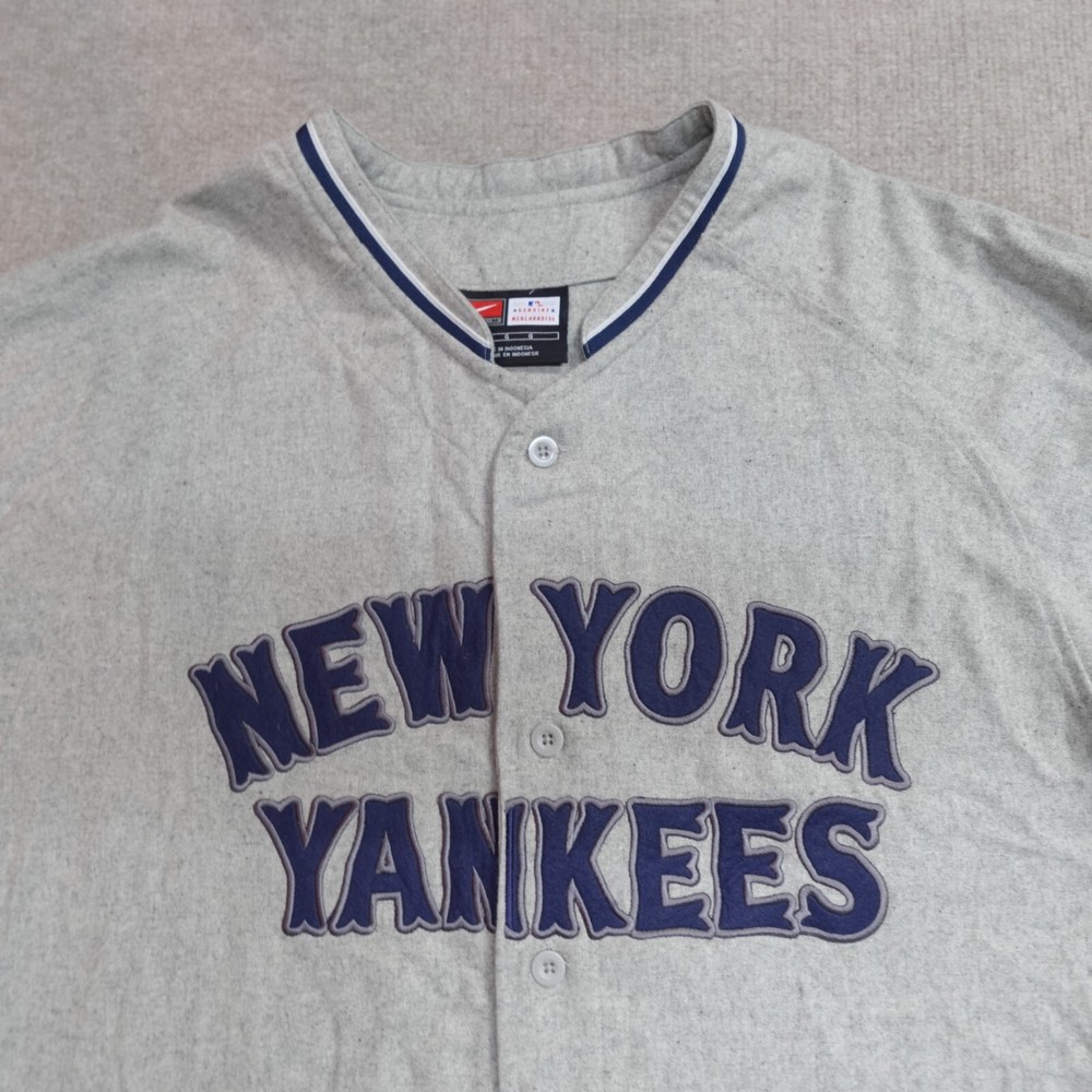 Vintage Gray NY Yankees Wool Blend Baseball Shirt Size Large